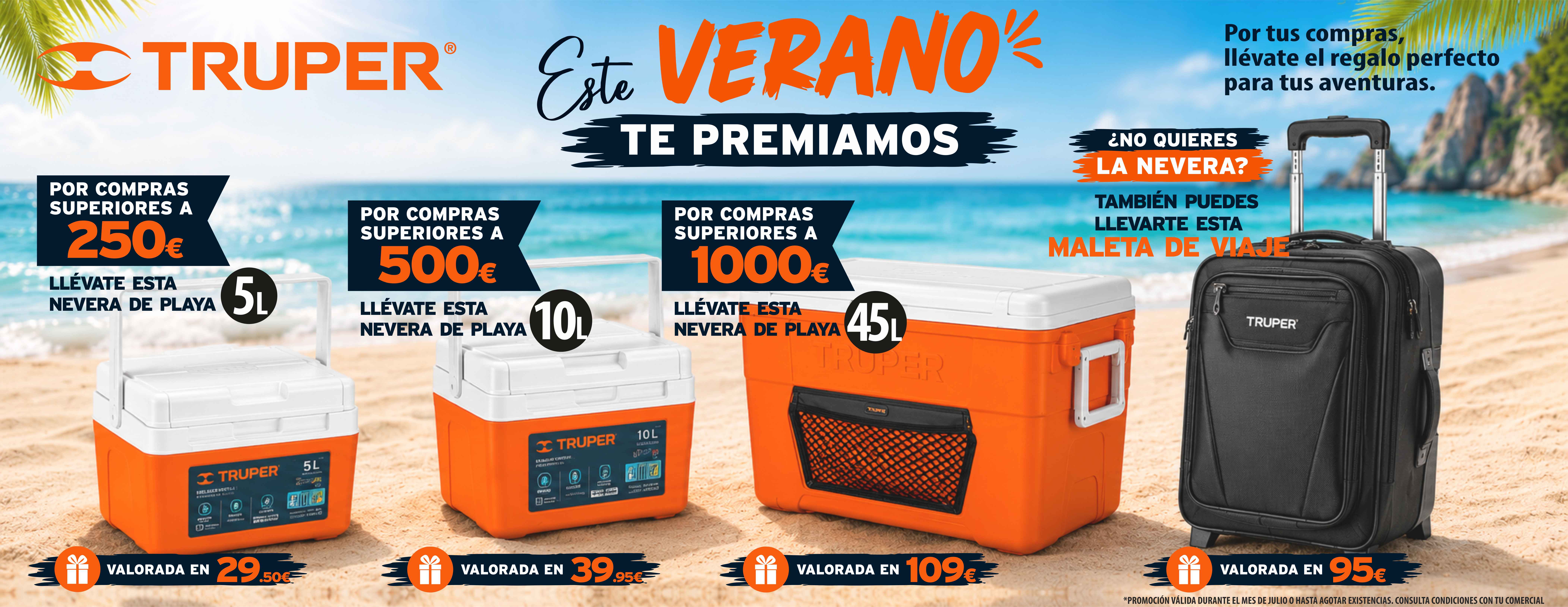 Truper - Este verano te premiamos: neveras de playa y maleta de viaje por tus compras